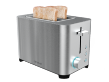 Grille-pain YummyToast Double - Double fente courte, finitions en acier inoxydable, puissance de 850 W, 5 niveaux de puissance, deux fonctions, plateau ramasse-miettes (double fente courte)