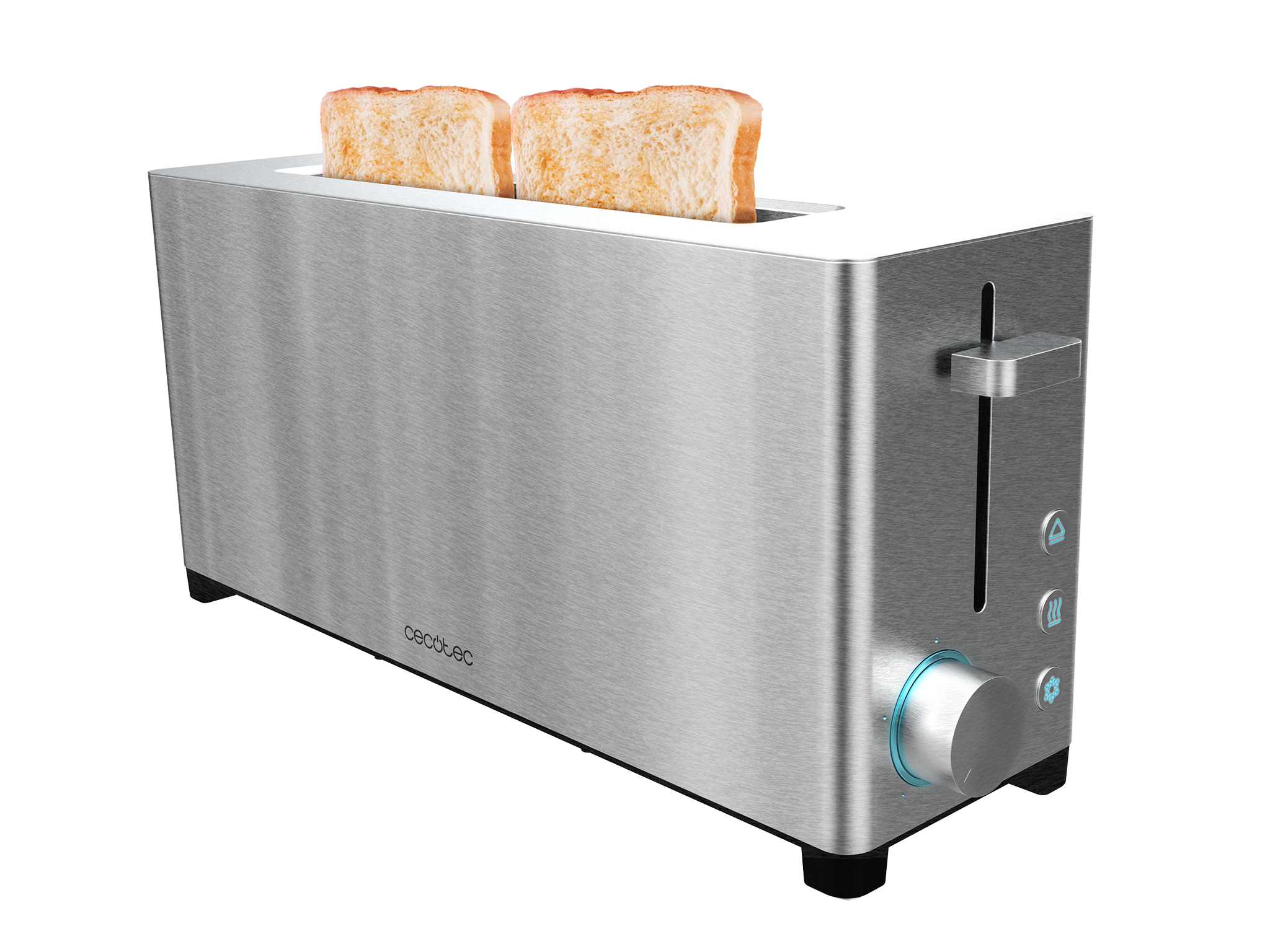 YummyToast Extra Toaster - Einzelner langer Schlitz, Edelstahl, 1050 Watt Leistung, 5 Leistungsstufen, 2 voreingestellte Funktionen, Krümelfach