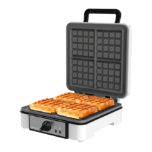 Piastra per waffles Fun Gofrestone 4Inox. 1200 W, acciaio inossidabile, cucina 4 waffle allo stesso tempo, rivestimento antiaderente Rockstone e temperatura regolabile.