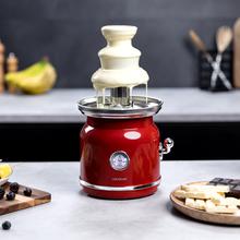 Fonte de chocolate Fun Chocolicious. Potência 90 W, Design Retro, Torre de aço inoxidável, 3 Níveis de cascata, Amovível, Peças aptas para a máquina de lavar louça