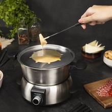 Fun GourmetFondue M. Fondue eléctrica con 1000 W de Potencia, Termostato Regulable, Acero Inoxidable, para Queso, Chocolate y Aceite, Incluye 8 Tenedores, Piezas aptas para lavavajillas