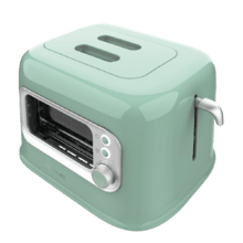 RetroVision Green Toaster mit Glasfenster, Retro-Design und Staubschutz.