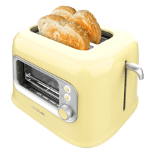 RetroVision Yellow Toaster mit Glasfenster, Retro-Design und Staubschutz.