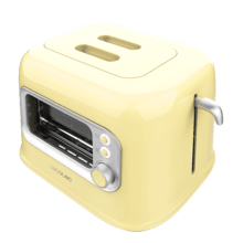 RetroVision Yellow Toaster mit Glasfenster, Retro-Design und Staubschutz.