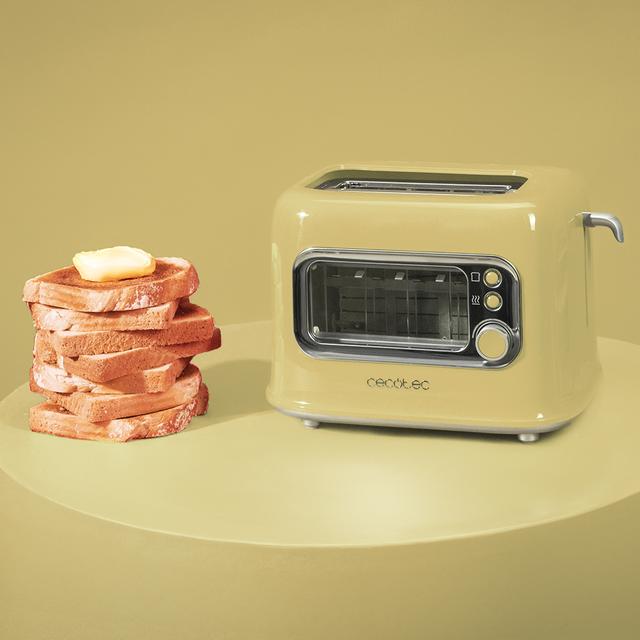 RetroVision Yellow Toaster mit Glasfenster, Retro-Design und Staubschutz.