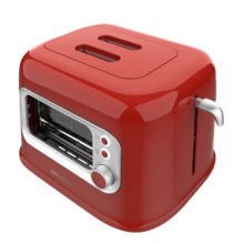 RetroVision Red Toaster mit Glasfenster, Retro-Design und Staubschutz.