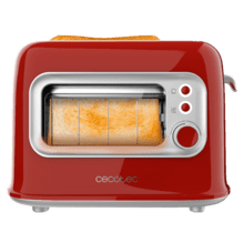 RetroVision Red Toaster mit Glasfenster, Retro-Design und Staubschutz.