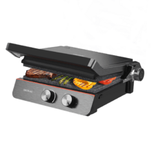 Griglia elettrica Rock'nGrill Blaze Neon da 2200 W che regola il tempo e la temperatura, dispone di piastre rimovibili con rivestimento RockStone, lavabile in lavastoviglie e apertura a 180º.