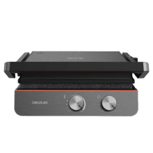 Griglia elettrica Rock'nGrill Blaze Neon da 2200 W che regola il tempo e la temperatura, dispone di piastre rimovibili con rivestimento RockStone, lavabile in lavastoviglie e apertura a 180º.