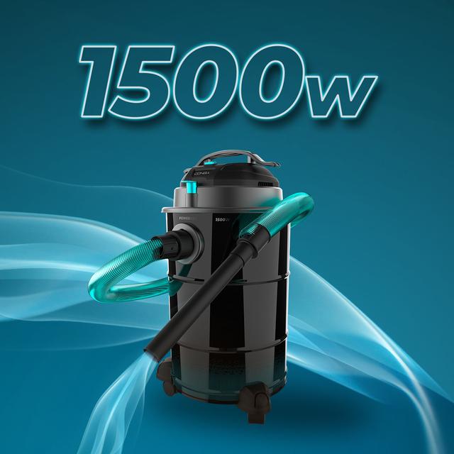 Aspiracenere Conga Ash 6000 EasyGo XL 30 L, potenza 1500 W e facile trasporto grazie alle ruote.