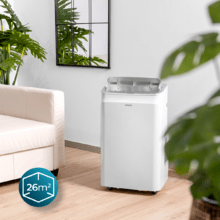 ForceClima 12600 Soundless Heating Ar condicionado portátil de 12000 BTU com bomba de calor e silencioso. Tem 3 velocidades e 5 modos programáveis de 24 horas. Com classificação energética A.