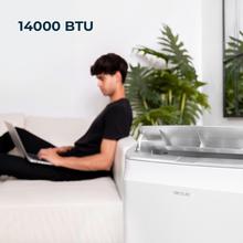 ForceClima 14600 Soundless Heating 14000 BTU tragbare Klimaanlage mit Wärmepumpe und Soundless-Technologie, die einen leiseren Betrieb ermöglicht. Im Lieferumfang ist eine Fernbedienung zur Steuerung der 3 Geschwindigkeiten (niedrig, mittel und hoch) und der 5 Modi (Lüfter, Kühlung, Heizung, Entfeuchtung und Nacht) enthalten, die auch auf dem LED-Bildschirm angezeigt werden können. Es verfügt über einen 24-Stunden-Timer und seine Abdeckungsfläche beträgt 28 m2.