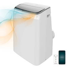 ForceClima 14800 Chauffage silencieux Climatiseur portable connecté de 14 000 BTU avec pompe à chaleur et contrôle WiFi. Avec la technologie Soundless qui offre un fonctionnement plus silencieux. Il comprend une télécommande pour contrôler ses 3 vitesses (basse, moyenne et élevée) et ses 5 modes (ventilateur, refroidissement, chauffage, déshumidification et nuit), visibles également sur son écran LED. Il dispose d'une minuterie de 24 heures et sa zone de couverture est de 28 m2.