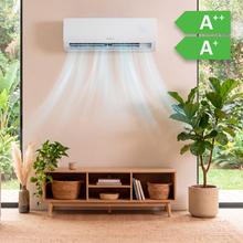 AirClima 12000 Smartfresh Connected Ar condicionado split de 12000 BTU com bomba de calor, controlo remoto, ecrã LED e WiFi. Sistema Inverter. 5 modos e 8 velocidades Desumidificação díaria de 28,8 L/dia e área de cobertura de 22 m2. Caudal de ar de 550 m3/h, temporizador 24 h, filtro de ar, gás R32, motor DC. Classificação energética A++/A+ e potência de 3400 W para arrefecimento e 3420 W para aquecimento.  Compressor exterior com proteção IPX4