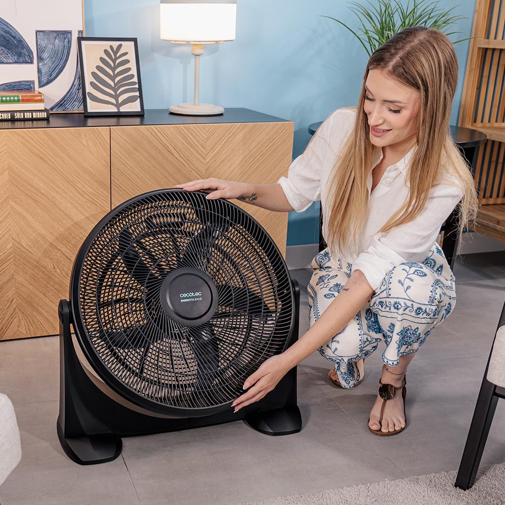 Cecotec Ventilador Industrial de Suelo EnergySilence 2000 FloorFlow. 90W, Diámetro 20 Pulgadas, 3 Velocidades, 5 Aspas Aerodinámicas, Uso Sencillo y Máxima seguridad
