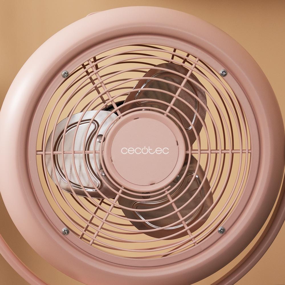 Cecotec Table Fan EnergySilence 800 RetroDesk Pink, 20W Power, 8 Inch, Adjustable Tilt, 3 Aerodynamic Blades, 2 Speeds, Robust and Stable Base