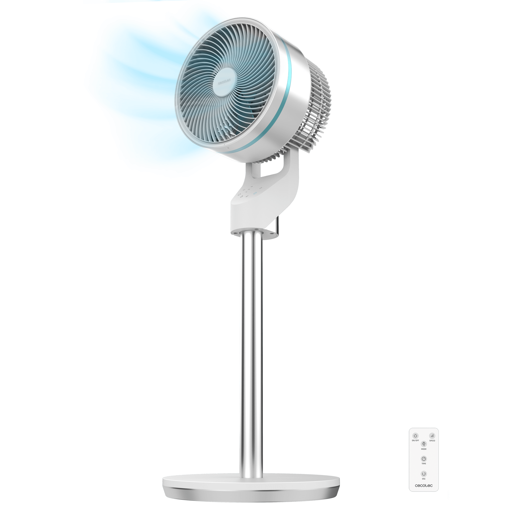 EnergySilence 1000 Cyclone Smart Ventilador circulador de aire de pie con 60W, 9", mando a distancia y control táctil, oscilación y temporizador.
