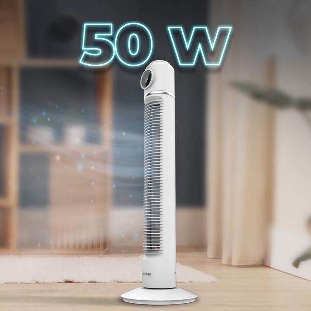 EnergySilence 1090 Skyline Retro Smart White Ventilatore a torre senza pale da 32" con 40W, display a LED, controllo a sfioramento e a distanza, timer di 12 ore e oscillazione.