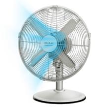 EnergySilence 609 SteelDesk Ventilador de sobremesa con 40 W y acabado en acero, 12 pulgadas, 3 velocidades, oscilación, silencioso, altura ajustable, 4 aspas y máxima seguridad.