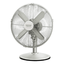 Ventilateur de bureau EnergySilence 610 SteelDesk avec 40 W et finition acier, 12 pouces, 3 vitesses, oscillation, silencieux, hauteur réglable, 4 pales et sécurité maximale.