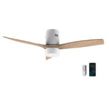 Ventilatore da soffitto EnergySilence Aero 5600 Aqua Connected 40 W 52” con telecomando, controllo Wi-Fi e telecomando, protezione IP44, 6 velocità, 3 pale, modalità inverno-estate e timer fino a 8 ore.