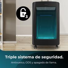 ReadyWarm 4200 BlueFlame Portatil Estufa de gas de llama azul plegable con 4200 W, 2 niveles de potencia, encendido piezoeléctrico y triple sistema de seguridad.