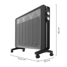 ‌ReadyWarm 2000 Now Aquecedor de mica com 2000 W, termóstato ajustável e 2 níveis de potência.