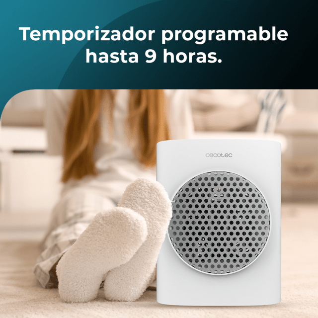 ReadyWarm 1570 Max Ceramic Smart White Chauffage de table en céramique de 1500 W, affichage numérique, thermostat réglable et 3 modes de fonctionnement.