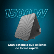 ReadyWarm 1500 Max Ceramic Design Black Calefactor cerámico de sobremesa con 1500 W, termostato regulable y 3 modos de funcionamiento.