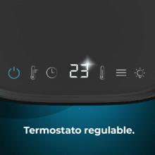 ReadyWarm 1570 Max Ceramic Rotate Smart Black Chauffage céramique de table avec 1500 W, oscillation, écran numérique, thermostat réglable et 3 modes de fonctionnement.