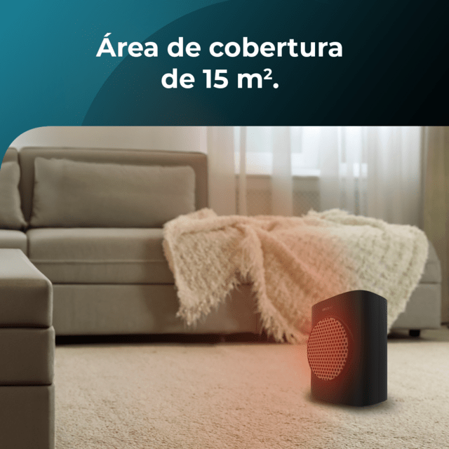 ReadyWarm 1570 Max Ceramic Rotate Smart Black Chauffage céramique de table avec 1500 W, oscillation, écran numérique, thermostat réglable et 3 modes de fonctionnement.