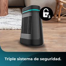 ReadyWarm 1550 Max Ceramic Rotate Smart Black Aquecedor de mesa em cerâmica com 1500 W, oscilação, display digital, termostato ajustável e 3 modos de operação.