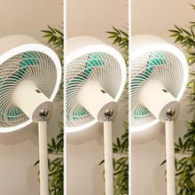 EnergySIlence FanLamp Standventilator mit LED-Lichtring mit Gleichstrommotor und reversiblem Luftauslass, Leistung 36 W, Touch Control und Fernbedienung, drei wählbare Höhen.