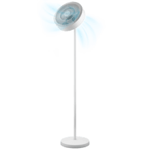 EnergySIlence FanLamp Ventilatore a piantana con anello luminoso a LED con motore a corrente continua e uscita dell'aria reversibile, potenza 36 W, touch control e telecomando, tre altezze regolabili.