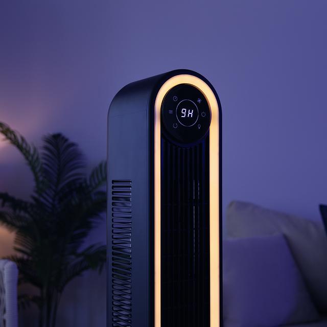 EnergySilence 9090 Skyline Smart Light Ventilateur colonne de 60 W et 42” avec télécommande, contrôle tactile, écran LED, minuterie et oscillation.