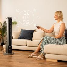 EnergySilence 9090 Skyline Smart Light Ventilador de torre con luz de 60 W y 42" con mando a distancia, control táctil, pantalla LED, temporizador y oscilación.