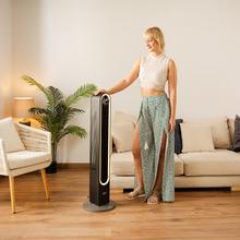 EnergySilence 9090 Skyline Smart Light Ventilador de torre con luz de 60 W y 42" con mando a distancia, control táctil, pantalla LED, temporizador y oscilación.
