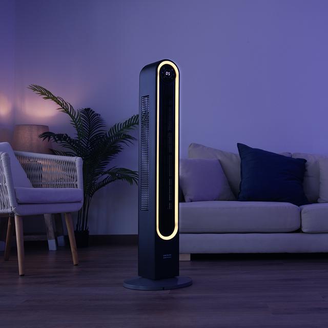 EnergySilence 9090 Skyline Smart Light Ventilateur colonne de 60 W et 42” avec télécommande, contrôle tactile, écran LED, minuterie et oscillation.