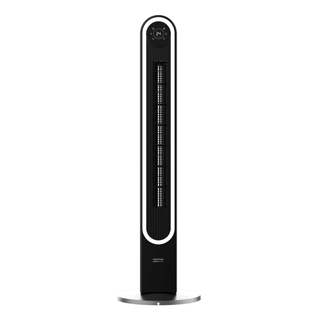 EnergySilence 9090 Skyline Smart Light Ventilador de torre con luz de 60 W y 42" con mando a distancia, control táctil, pantalla LED, temporizador y oscilación.