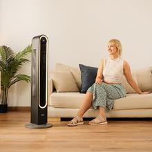 EnergySilence 9090 Skyline Smart Light Ventilador de torre con luz de 60 W y 42" con mando a distancia, control táctil, pantalla LED, temporizador y oscilación.