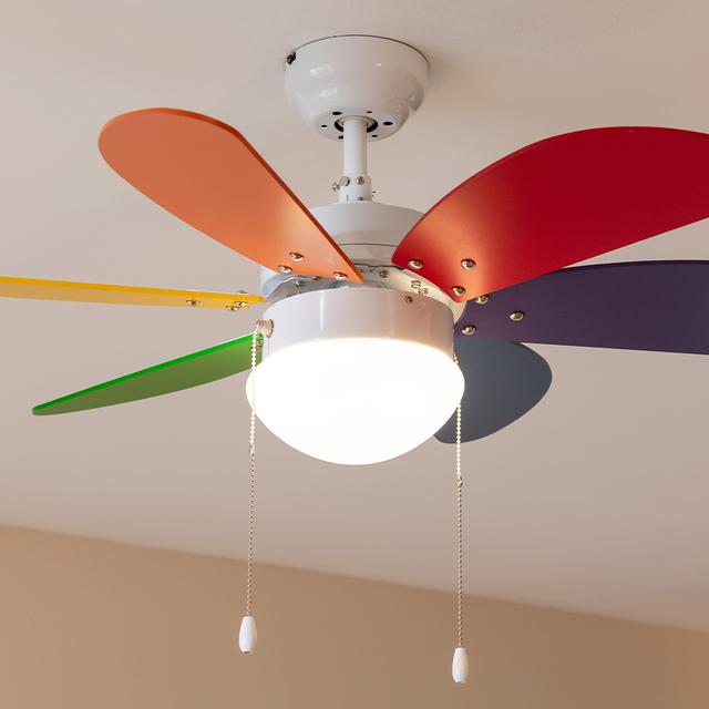 Ventilateur de plafond EnergySilence Aero 360 ColorFull 50 W 36" avec lampe, 3 vitesses, 6 pales réversibles, mode hiver-été et utilisation simple.