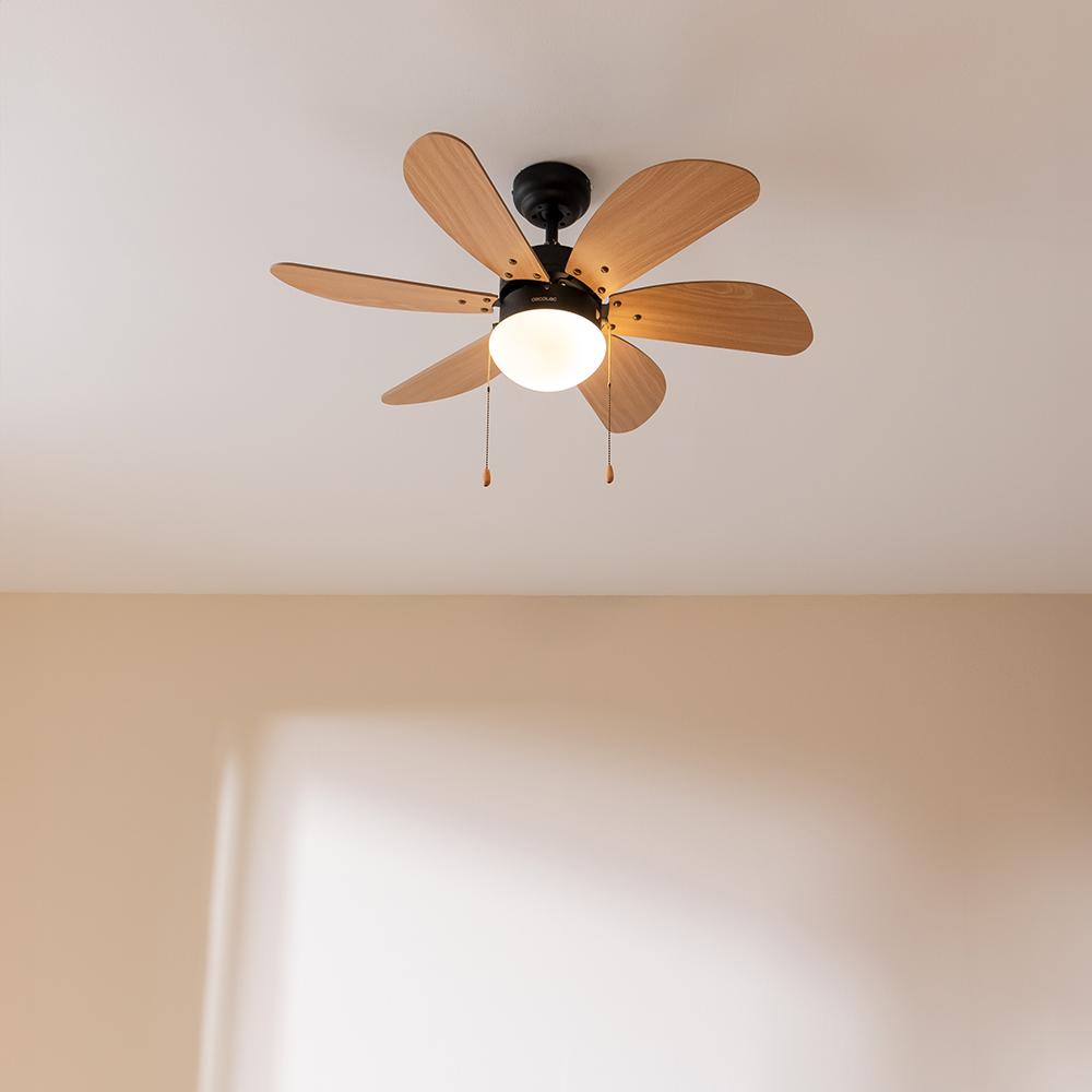 Ventilador Cecotec EnergySilence Aero 360 Black&Wood instalado en techo