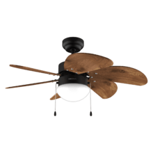 EnergySilence Aero 365 Black&Wood Ventilateur de plafond de 50 W et 36” avec lampe, 3 vitesses, 6 pales réversibles et mode hiver-été. Facile à utiliser.