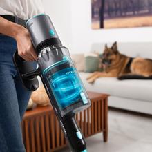 Aspirateur balai Conga Rockstar 2500 Thunder Flex Animal 3-en-1 avec cyclone parallèle. Puissance de 400 W, 30 kPa et 122 aW. 65 minutes d'autonomie. Tube flexible, brosse Jalisco et accessoire spécial animaux.