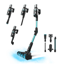 3-in-1-Standstaubsauger mit Parallelzyklon. 400 W Leistung, 30 kPa und 122 aW. 60 Minuten Autonomie. Flexibler Rohr, Jalisco-Bürste und Spezialzubehör für Tiere.