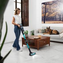 Aspirateur balai Conga Rockstar 2500 Thunder Flex Animal 3-en-1 avec cyclone parallèle. Puissance de 400 W, 30 kPa et 122 aW. 65 minutes d'autonomie. Tube flexible, brosse Jalisco et accessoire spécial animaux.