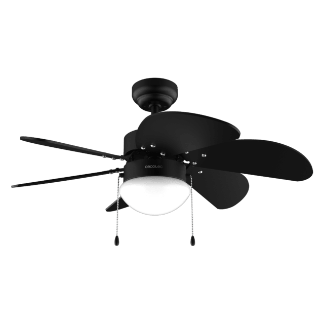 EnergySile Aero 3600 Vision Full Black Ventilateur de plafond de 50 W et 36” avec lampe, 3 vitesses, 6 pales réversibles et mode hiver-été. Facile à utiliser.