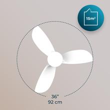 EnergySilence Aero 3050 White Deckenventilator 35 W mit DC-Motor und 36" mit LED-Licht, Fernbedienung, Timer, 6 Geschwindigkeiten und 3 Flügeln.