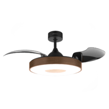 EnergySile Aero 4280 Invisible DarkWood Ventoinha de teto com pás retrateis com motor DC de 65 W e 42", luz LED, temporizador, controlo remoto e modo inverno-verão.