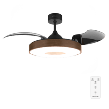 EnergySile Aero 4280 Invisible DarkWood Ventilatore da soffitto con pale retrattili e motore DC da 65W e 42" con illuminazione a LED, timer, telecomando e modalità inverno-estate.